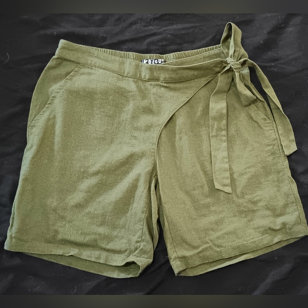 Volcom Olive Green Women's Tie-Waist Shorts
